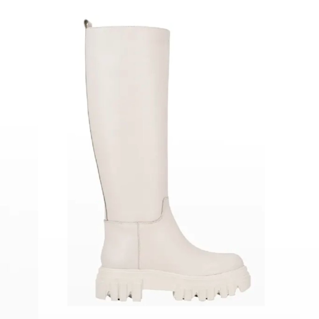 Marc Fisher Ltd Malena Tall Lug Sole Leather Platform Boot White Size 6